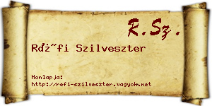 Réfi Szilveszter névjegykártya